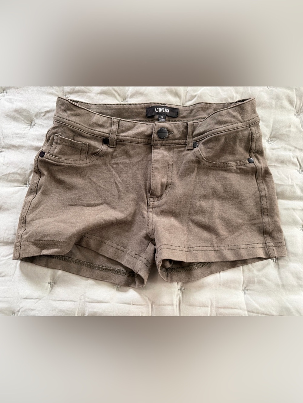 Active USA Women's Taupe Stretch Shorts